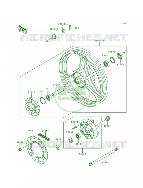 Rear WheelChain Kawasaki MOTOS 250 1998 Ninja 250R  EX250-F12