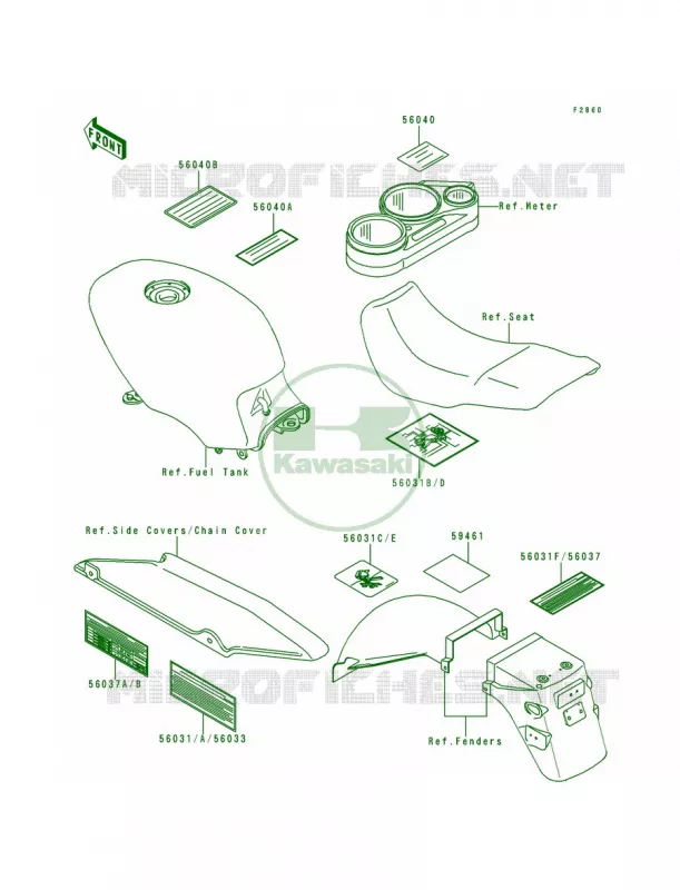 Labels Kawasaki MOTOS 500 1997 Ninja 500R  EX500-D4