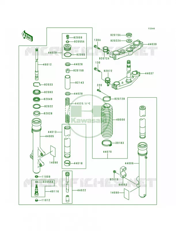 Front ForkKDX200-H1-H3 Kawasaki MOTOS 200 1996 KDX200  KDX200-H2