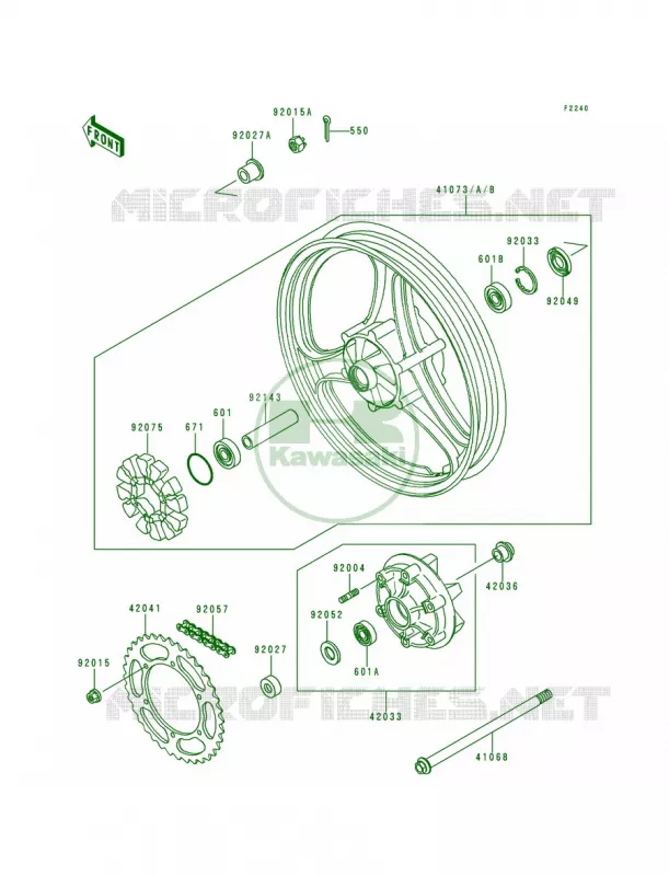 Rear WheelChain Kawasaki MOTOS 250 1993 Ninja 250R  EX250-F7