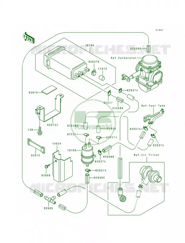 Fuel Evaporative System Kawasaki MOTOS 500 1993 EX500  EX500-A7
