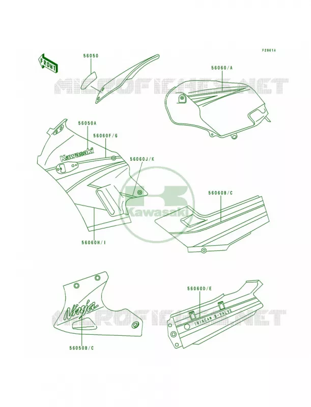 DecalsEbony Kawasaki MOTOS 250 1992 Ninja 250R  EX250-F6