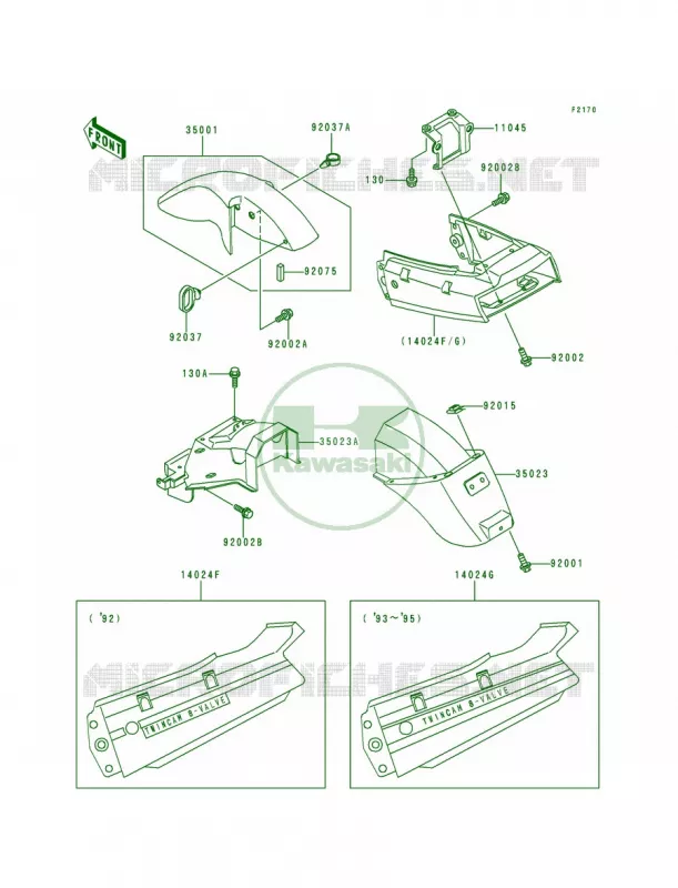 Fenders Kawasaki MOTOS 250 1992 Ninja 250R  EX250-F6