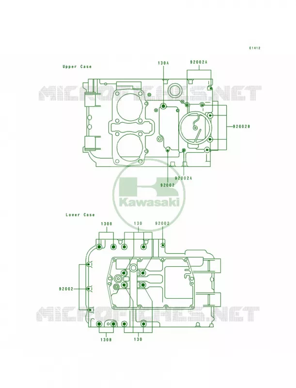 Crankcase Bolt Pattern Kawasaki MOTOS 500 1991 EX500  EX500-A5