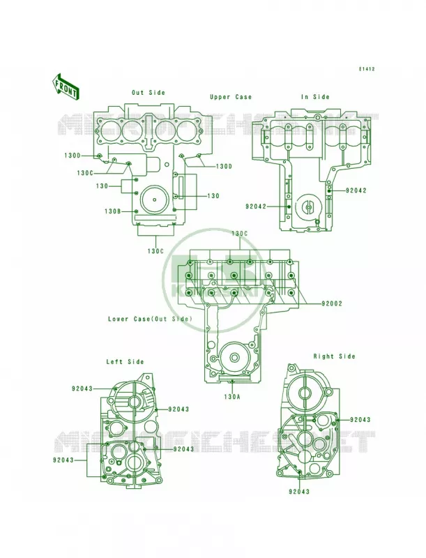 Crankcase Bolt Pattern Kawasaki MOTOS 750 1991 Zephyr 750  ZR750-C1