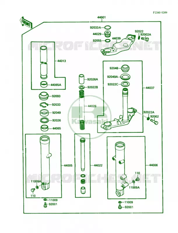 Front Fork Kawasaki MOTOS 250 1990 Ninja 250R  EX250-F4