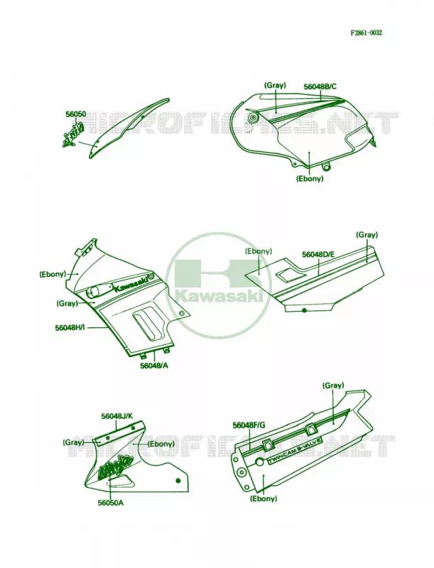 DecalsEBONYEX250-F3 Kawasaki MOTOS 250 1989 Ninja 250R  EX250-F3
