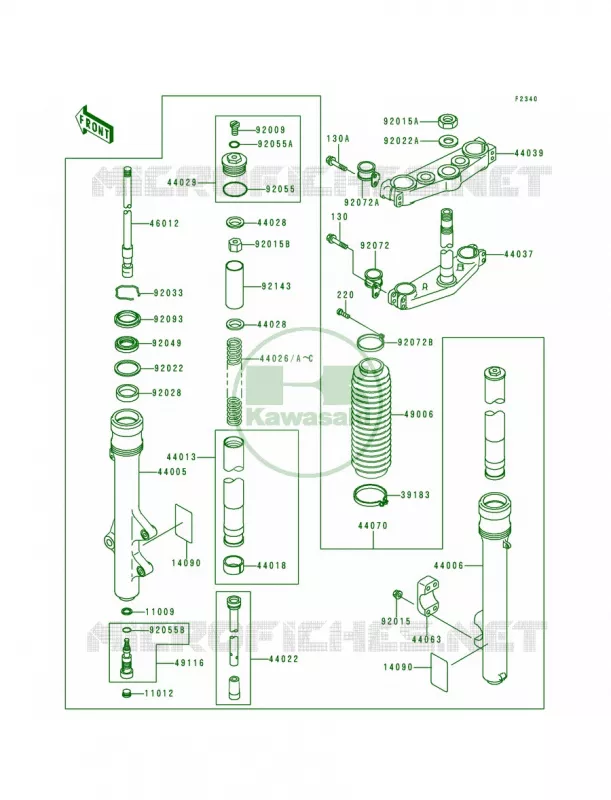 Front ForkKDX200-H1-H3 Kawasaki MOTOS 200 1995 KDX200  KDX200-H1