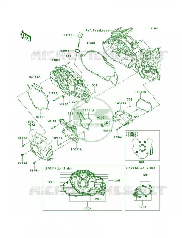 Left Engine Covers Kawasaki MOTOS 1700 2014 Vulcan 1700 Nomad ABS  VN1700DEFA